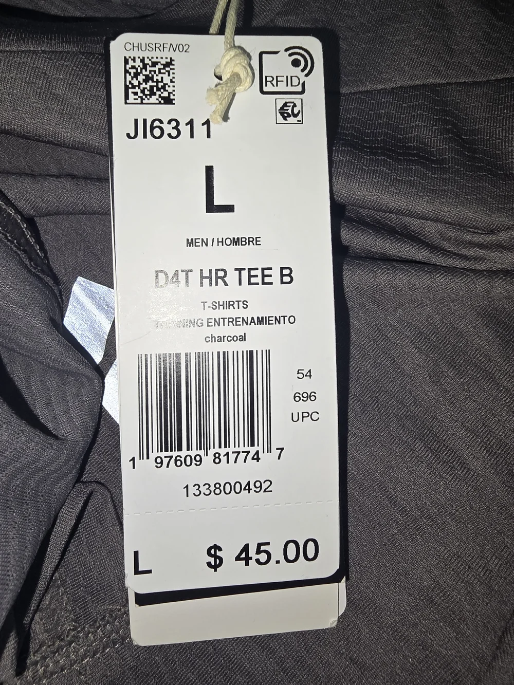 adidas Men's Gray Short Sleeve Training Tee‎ with Reflective Logo, NWT, LG